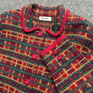 Saint Joie Jacket Blazer Sweater Large 90's Vintage Plaid Grandma Career Work